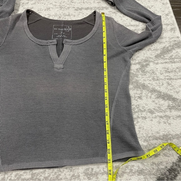Free People Grey Waffle Knit Long Sleeve - Picture 9 of 10